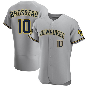 Gray Mike Brosseau Men's Milwaukee Brewers Road Jersey - Authentic Big Tall