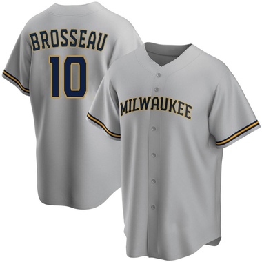 Gray Mike Brosseau Men's Milwaukee Brewers Road Jersey - Replica Big Tall